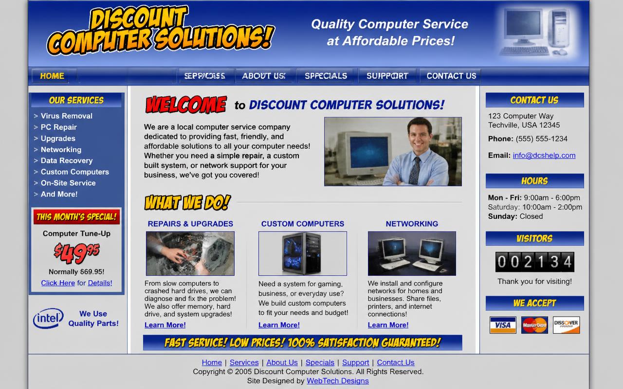 Outdated business website before the rebuild